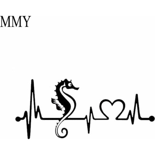 8"*3.5" Seahorse Heartbeat Lifeline Monitor Vinyl Decal Car Sticker