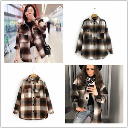BRANDY&MANDY Women's Plaid Coats