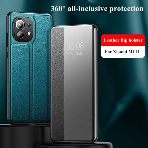 For Xiaomi mi 11 Case flip, Original PU Flip leather Smart window phone case for xiaomi mi 11 cover fundas coque