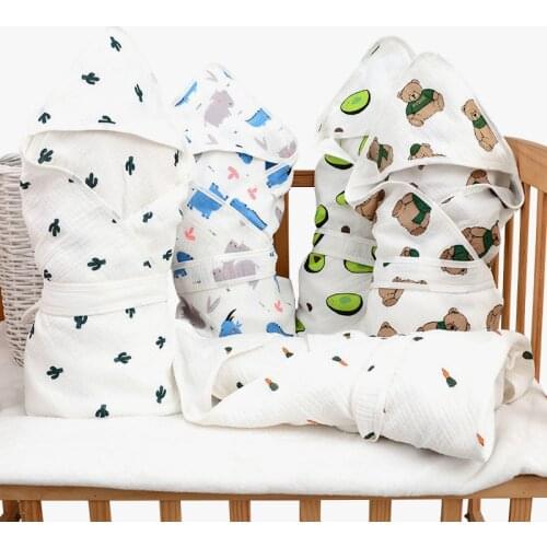 Pure Cotton Knit Breathable Baby Sleeping Bag Swaddling Cute Cartoon Newborns Envelope Bedding Soft Warm Outdoor Stroller Wrap