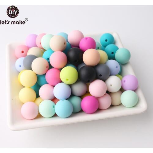 Lets make Baby Teether 12mm 50pc Perle Silicone Round Bead BPA Free Silicone Teether Strengthening Tooth Training Teething Toys