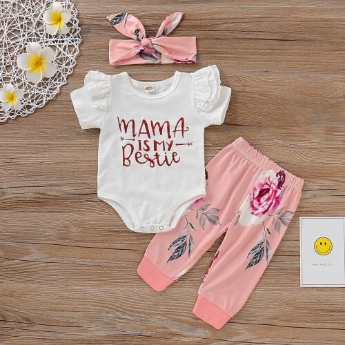 PatPat Letter and Floral Print Baby Set