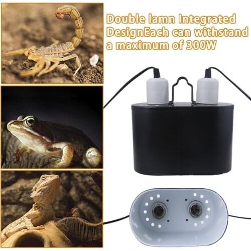 Dual Reptile Light Fixture for Reptile Dome Light Fixture Dual Lamp Cap Combo Integration Design Heat Lighting Lamp Kit