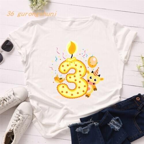 Harajuku tshirt cartoon girl gift tops t-shirt numbers 3 vintage t shirt women summer clothes 2020 letter three graphic tees