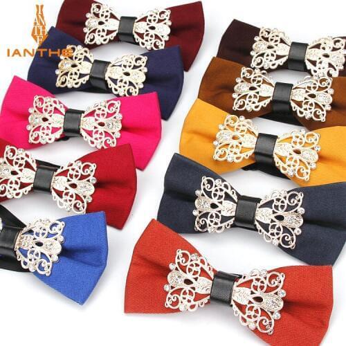 Mens Suits Cotton Luxury Dianmond Bowtie for Wedding Solid Bow Tie for Men Metal Neck Tie Gravatas Slim Masculina Cravats