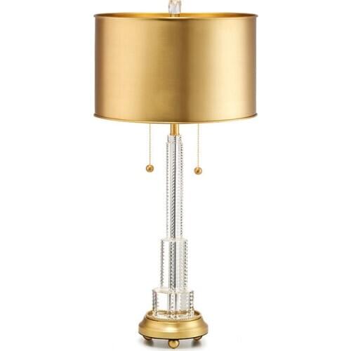 American-Style Crystal Lamp Living Room Simple Study European-Style Wedding Room Warm Bedroom Bedside Copper Table Lamp