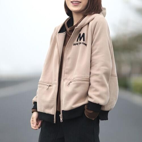 2020 Autumn Winter New Arts Style Women Long Sleeve Loose Hoodies All-matched Casual Embroidery Letter Oversized Hoodie M497