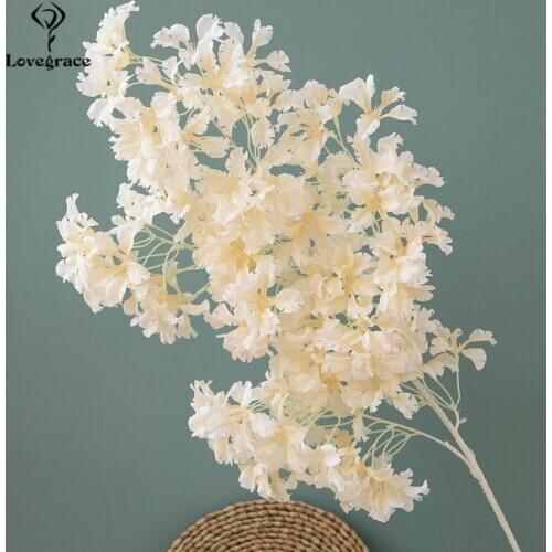 Silk Cherry Artificial Flower for Wedding Home Decor Plastic Stem Flore DIY Wedding Arch Decor Mariage Cherry Blossom Fake Flore