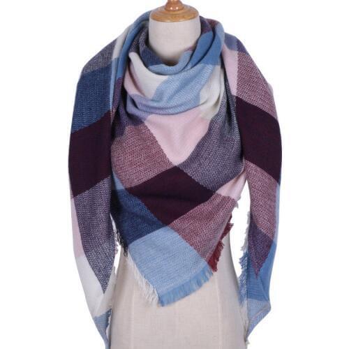 BONJEAN Cashmere Women Scarf Warm Shawl Femme Grid Pashmina Kerchief Wool Stole Head Neck Long Winter Scarf Women For Ladies