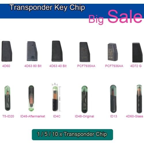 KEYECU Transponder Car Key Chip 4D60 4D63 ID48 ID13 ID4C PCF7935AA PCF7936AA 4D72 G T5-ID20 4D60 Glass Chip
