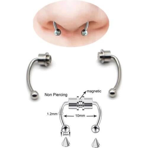 2021 Fake Piercing Nose Ring Steel Nose Piercing Hoop Septum Rings for Women Body Jewelry Gifts Fashion Magnetic Fake Piercing