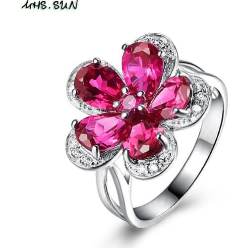 MHS.SUN 6 7 8 9 Size AAA Cubic Zircon Ring Beautiful Flowers Women Crystal Rings For Valentines Day Gift Girl Jewelry 1PC