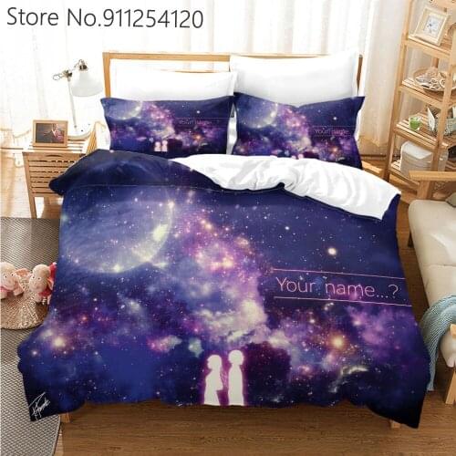 Anime Your Name Bedding Set Shiny Galaxy Bed Cover Kids Outer Space Bed Quilt Cover Queen King Double Size Comforter Cover Set
