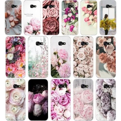 172 1807T Drawn Peony Delicate Flower Soft Silicone Tpu Cover phone Case for Samsung a3 a5 a6 plus a7 a8 a9 star lite s 6 7 8 9