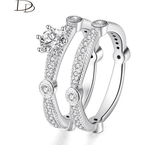 DODO Wedding Set Rings For Women silvery AAA Zircon Fine Jewelry Unique 2 Pcs Bague Femme Banquet Accessories Jz097