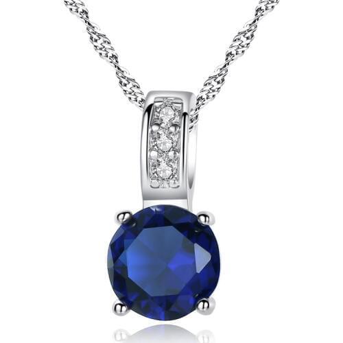 KOFSAC New Charm Four Claws Inlay Blue Zircon Necklace Accessories Fashion 925 Silver Necklaces For Women Wedding Jewelry Gifts