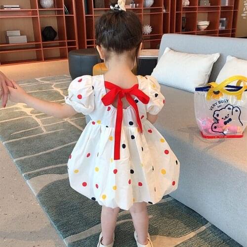 Girls' dresses, summer dresses, colorful polka dots, lovely princess dresses, exotic little girl dresses, new baby dresses