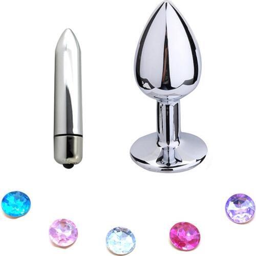 Strainless Steel Anal Plug with 10 Mode Vibration Bullet Vibrator Buttplug Anal Sex Toys Smooth Prostate Massager Erotic Sex Toy