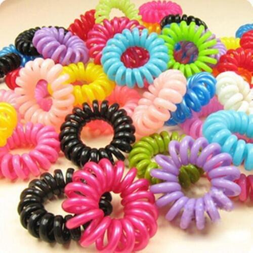 Telephone Coil Head Rope Woman Ponytail Circle Elastic Rubber String Hair Ring Ornaments Party Favor LX7028