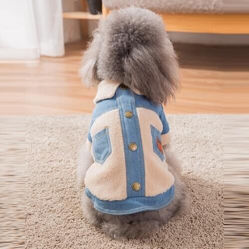 Warm Winter Denim Dog Clothes Cowboy Pet Dog Coat Puppy Clothing for Small Dogs Jeans Jacket Thicken Fleece Coat Cat Clothes