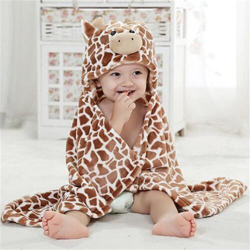 Warm baby blankets newborn Swaddles Hooded Cute Animal infant Bath Robe Towel Receiving Blankets for Baby boys girls