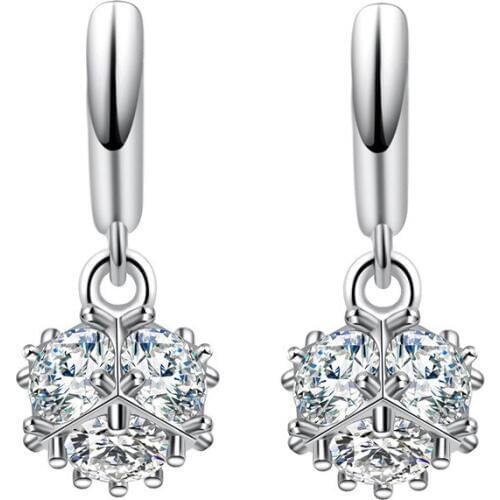 Top Quality Fashion Jewelry 2017 New Design Super Shiny CZ Diamon 925 Sterling Silver Drop Earrings for Women Gift Drop Shipping