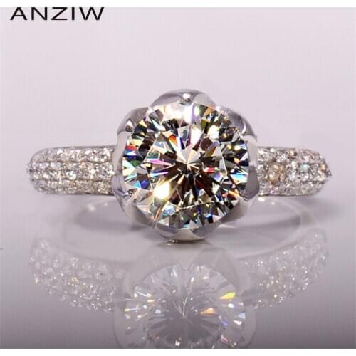 Luxury 3 Carat Petals Halo Lotus Shaped Ring SONA Nscd Wedding Ring Women 100% Pure 925 Solid Sterling Silver Engagement Ring