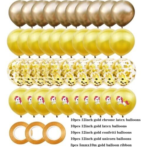 ZLJQ 43pcs Multicolor Unicorn Confetti Balloons Christmas Wedding Party Decorations 12inches Happy Birthday Ballons Supplies 7D