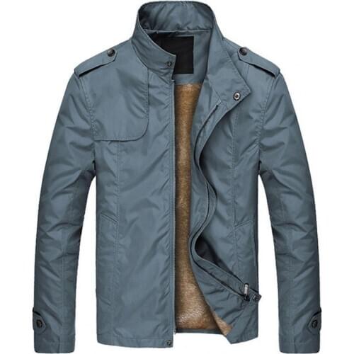 2021 Coat Men Autumn Winter Long Sleeve Zipper Plush Thick Coat Stand Collar Casual Jacket Male Outerwear Mens Fashion Jackets