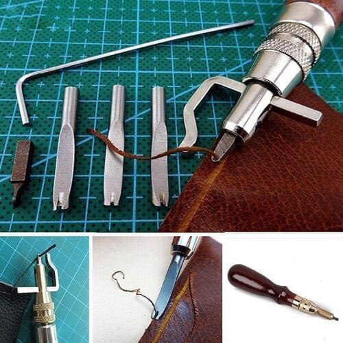 Leather Tool Practical 5 in 1 DIY Leather Craft Tools Pro Stitching Groover Crease Leather Tool Set
