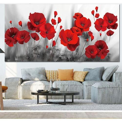 Poppy flower 5d diy Diamond painting 3d diamond mosaic Diamond Embroidery poppies full round drill square rhinestones art N700