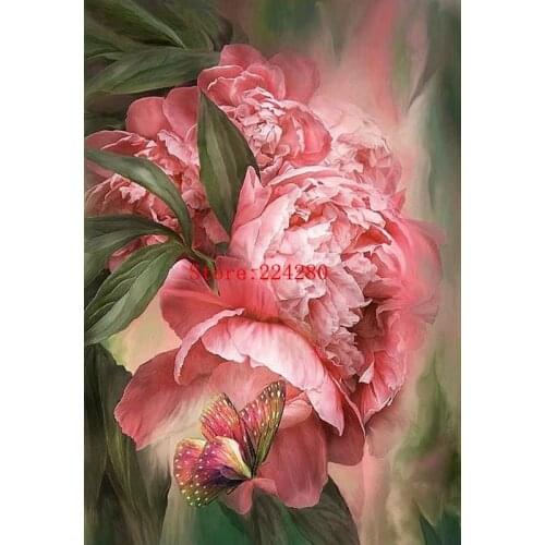 Flowers and butterflies painting Art Needlework 14CT Canvas Unprinted Handmade Embroidery Cross Stitch Kits DIY Home Decor