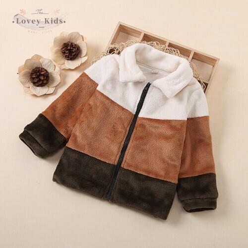 Kids Wool Coat Winter Warmer Baby Boy Girl Jackets Long Sleeve Plush Lapel Soft Zip Up Outerwear Thicken Children Clothes 1-6T