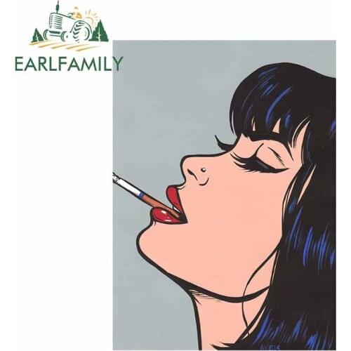 EARLFAMILY 13cm x 9.5cm For Smoking Girl Motorcycle Car Stickers Scratch-Proof Decal Waterproof Cartoon Graphics Decoration