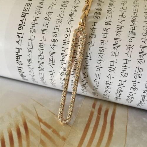 Elegant Gold Color Plating Shiny Clear Stone Paving Long Square Pendant Y Neck Necklace For Women Gorgeous Delicate Jewelry