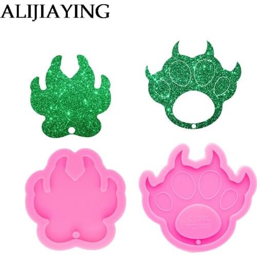 DY0847 Glossy Pawprint form Defense Silicon Resin Mold keyring , Resin Mold To Make Keychain Crafts with Epoxy, silicone molds