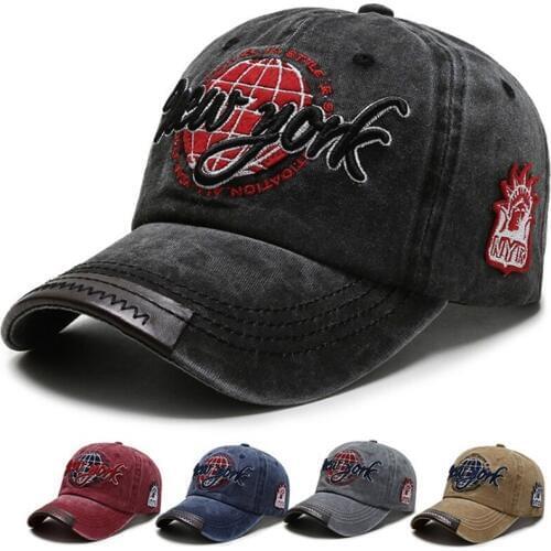 Sand Washed Cotton BasebaIl Cap Hat For Women Men Vintage Dad Hat NEW York Embroidery Letter Outdoor Sports Work Driver Caps