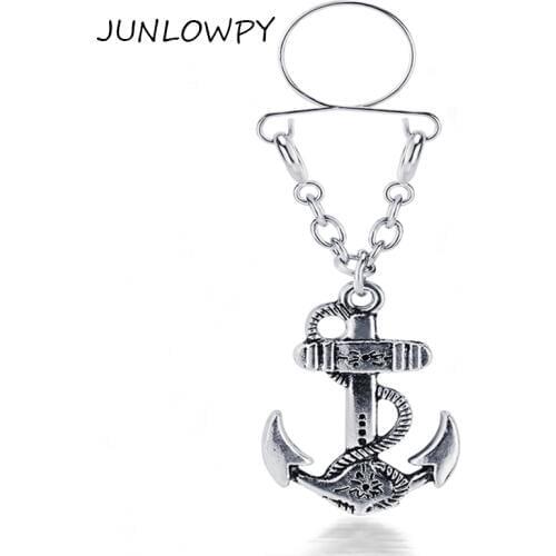 JUNLOWPY Sexy Fake Piercing Non pierced Clip On Nipple Ring Nipple Jewelry Cross Dangle Adjustable Body Jewelry Woman