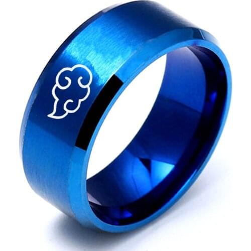 Anime Cosplay Akatsuki Cloud Rings Japanese Style Animation Cosplay Ring Stainless Steel Finger Ring Titanium Steel Mens Rings