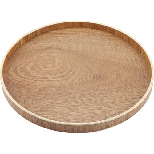 Natural Wood Round Japanese Style Dinner Plate Beef Steak Fruit Snacks Tray Tea Tray Restaurant Storage Plate Solid Wood Plates