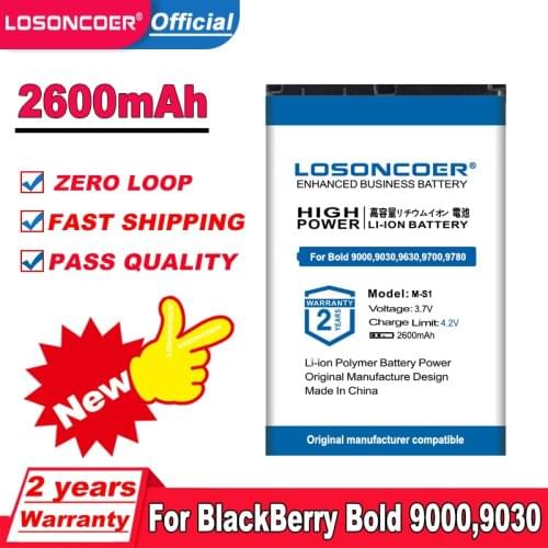 Top Brand 100% New 2600mAh M-S1 Battery For BlackBerry Bold 9000,9030,9630,9700,9780 BAT-14392-001 Mobile Phone Battery