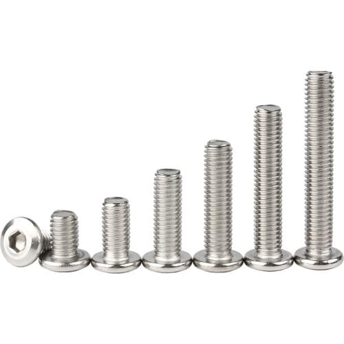 M6 M8 Flat Round Hex Socket Head Cap Screw Metric Thread Machine Hexagon Bolt 304 Stainless Steel