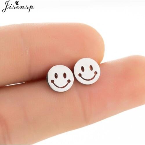 Trendy Unisex Smiley Earrings for Women Men 2021 Hip Hop Stainless Steel Smile Statement Ear Piercing Punk Jewelry Earring Gift