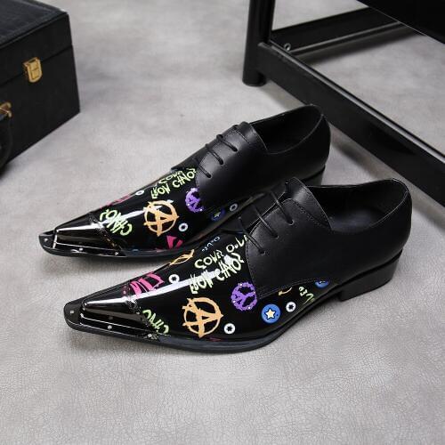 Men Metal Pointed Toe Party Formal Fashion Shoes Business Dress Suit Shoes Best Gifts For Men