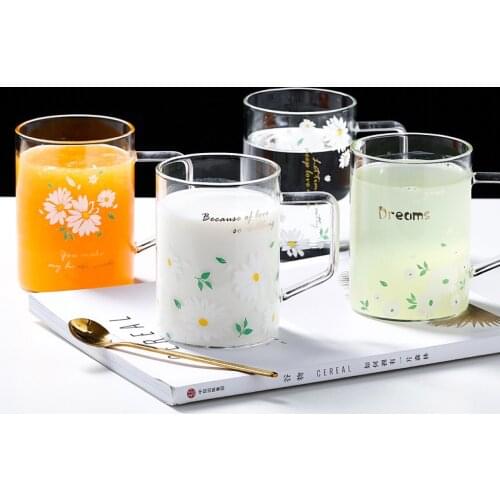 Set of 4 (5 oz 450 ml) Coffee Mugs Glass Tea Mugs Coffee Cups Tea Cups Latte Cups milk Glasses Latte Mug Clear Mugs Glass