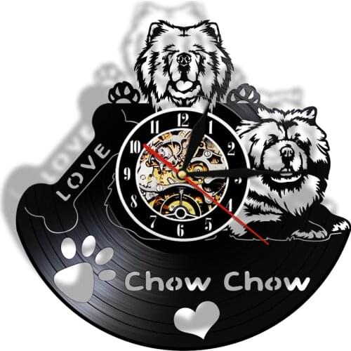 Chow Chow Dog irregular Vinyl Retro Record Wall Clock Wall Hanging Art Room Decor Nice gift for Doggy Lover