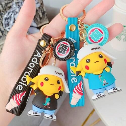 2021 New Pokmon Keychain Cute Pokemon Ghost Little Fire Dragon Keychain Anime Pokemon Key Chain Cartoon Figures Key Chain Toys