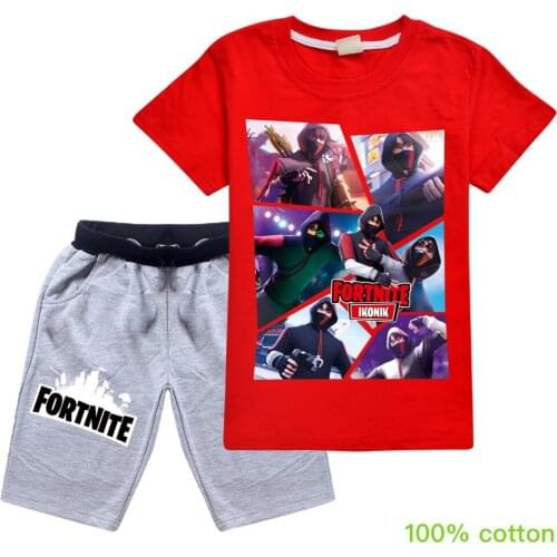 Childrens Clothing Cotton Boys and Girls T Shirt Shorts Suit Summer Fortnites Game Short Sleeve T-shirt Set Baby Sportswear