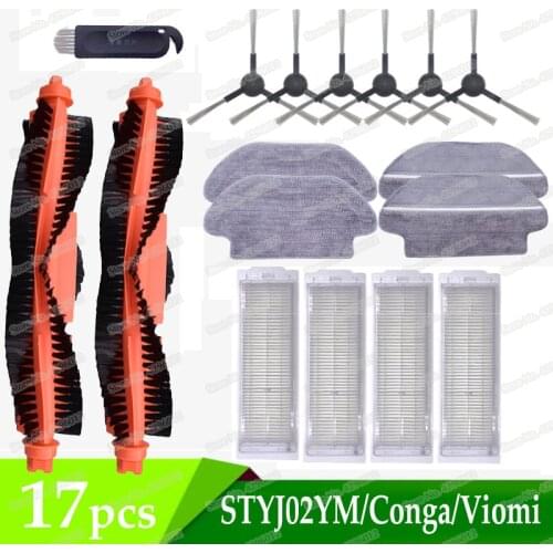 Side Brush Mop Cloth HEPA Filter Main Brush compatible with Xiaomi Mijia STYJ02YM Conga 3490 Viomi V2 PRO V-RVCLM21B Vacuum