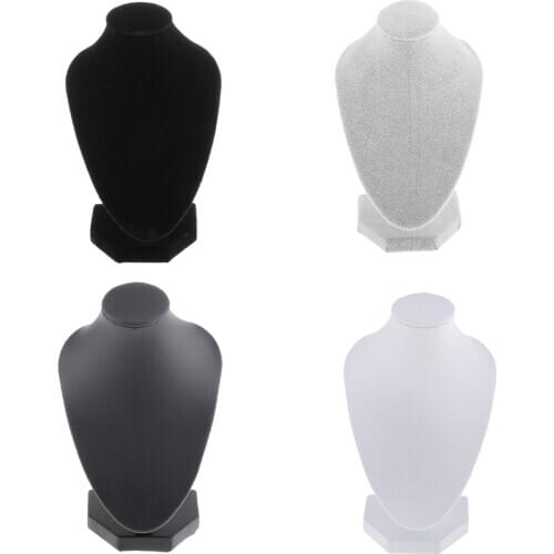 Leather / Velvet Necklace Display Organizer Stand Earring Bust Jewelry Holder